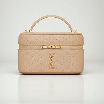 YSL Gaby Vanity Mini Bag in Beige Lambskin Leather, 18cm