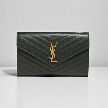 YSL Cassandre Envelope Chain Bag Green – Quilted Calf Leather