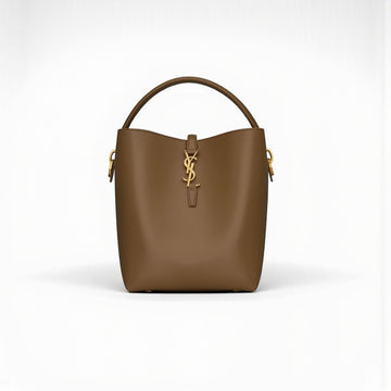 YSL LE 37 Mini Bucket Bag 13cm Brown Shiny Leather