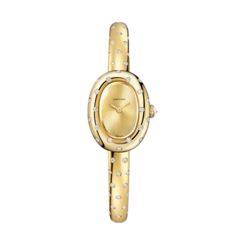 Cartier Baignoire Bangle Zircon Steel Quartz Yellow Gold