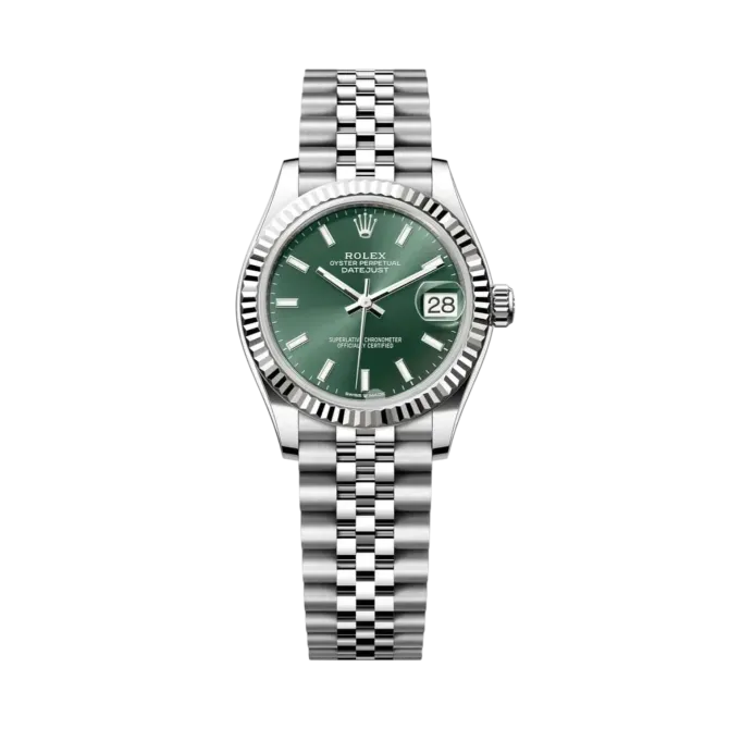 Datejust Oyster 31mm – Green Dial in White Gold & Steel