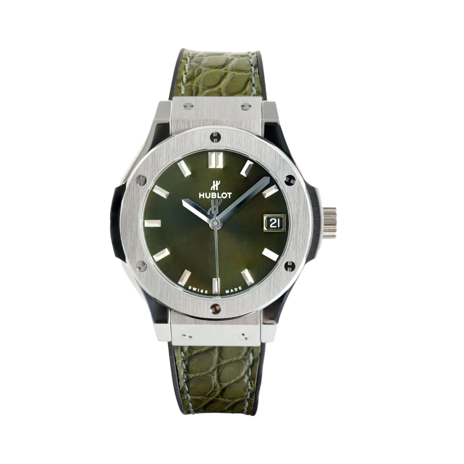 Classic Fusion Titanium 33mm Steel Zircon Leather Strap