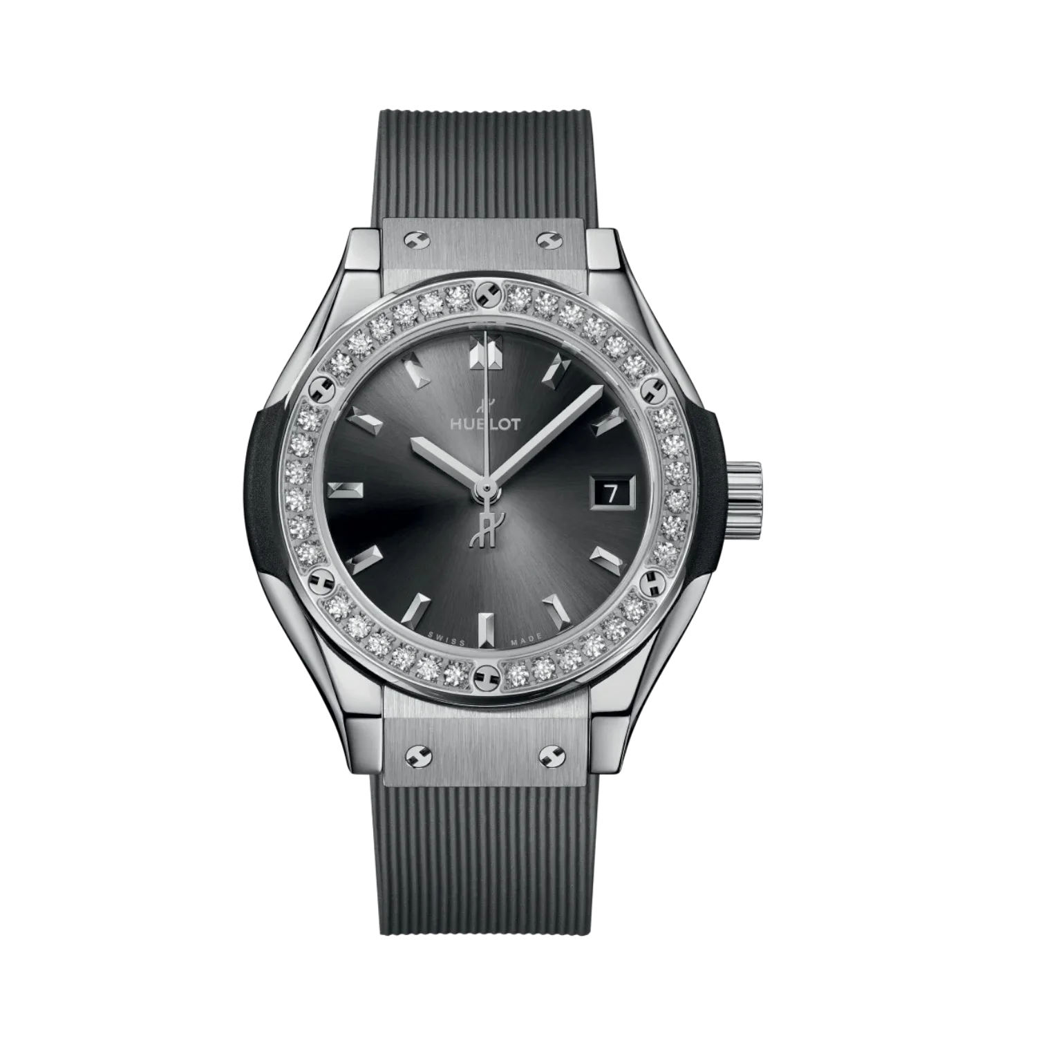 Classic Fusion Titanium Diamonds 33mm Grey Rubber Strap