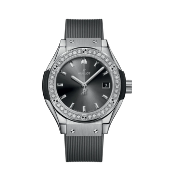 Classic Fusion Titanium Diamonds 33mm Grey Rubber Strap