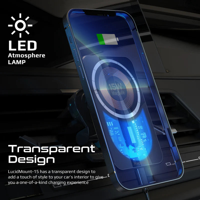 PROMATE LucidMount  15W MagSafe Transparent Car Wireless Charger