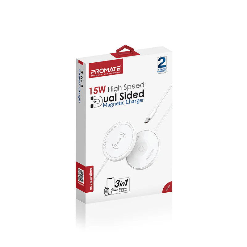 PROMATE MagCord-Trio 15W High-Speed Dual Sided Magnetic Charger