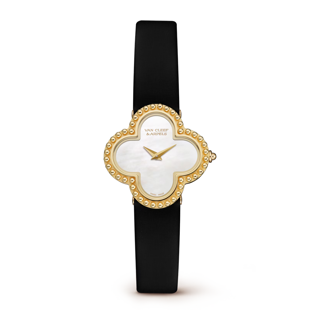Alhambra Watch 30mm Mother-of-Pearl Satin Strap Steel Zircon