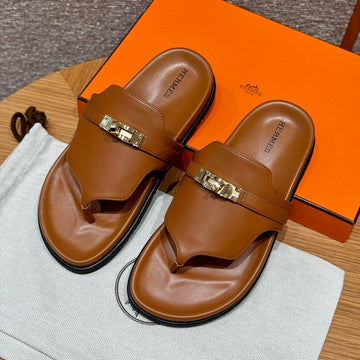 Hermes Empire Sandals, Gold Hardware, Calfskin, Rubber Outsole