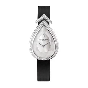 Joséphine Aigrette Watch – White Gold & Steel with Zircon