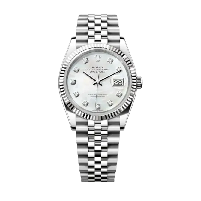 Datejust Oyster 36mm White Gold Steel Mother of Pearl Dial