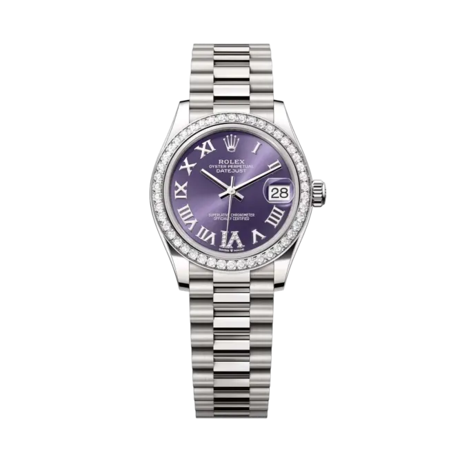 Datejust Oyster 31mm – Purple Dial in Stainless Steel & Zircon