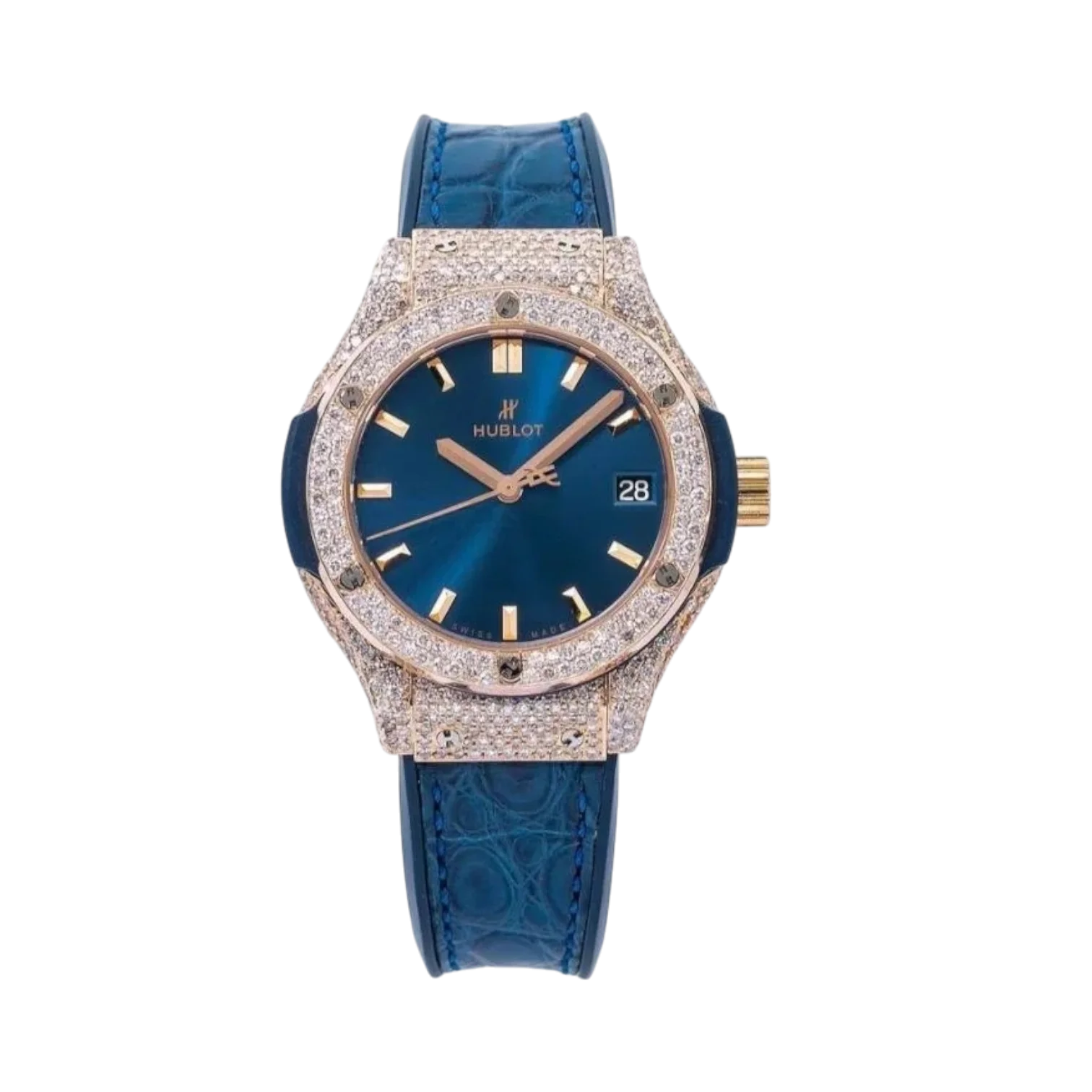 Classic Fusion Pavé 33mm Rose Gold Alligator Strap