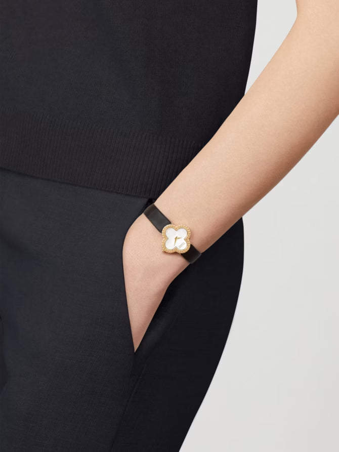 Alhambra Watch 30mm Mother-of-Pearl Satin Strap Steel Zircon