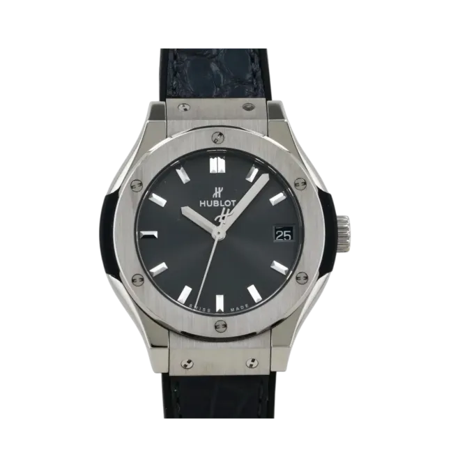 Classic Fusion Titanium Alligator 33mm Steel Zircon Strap