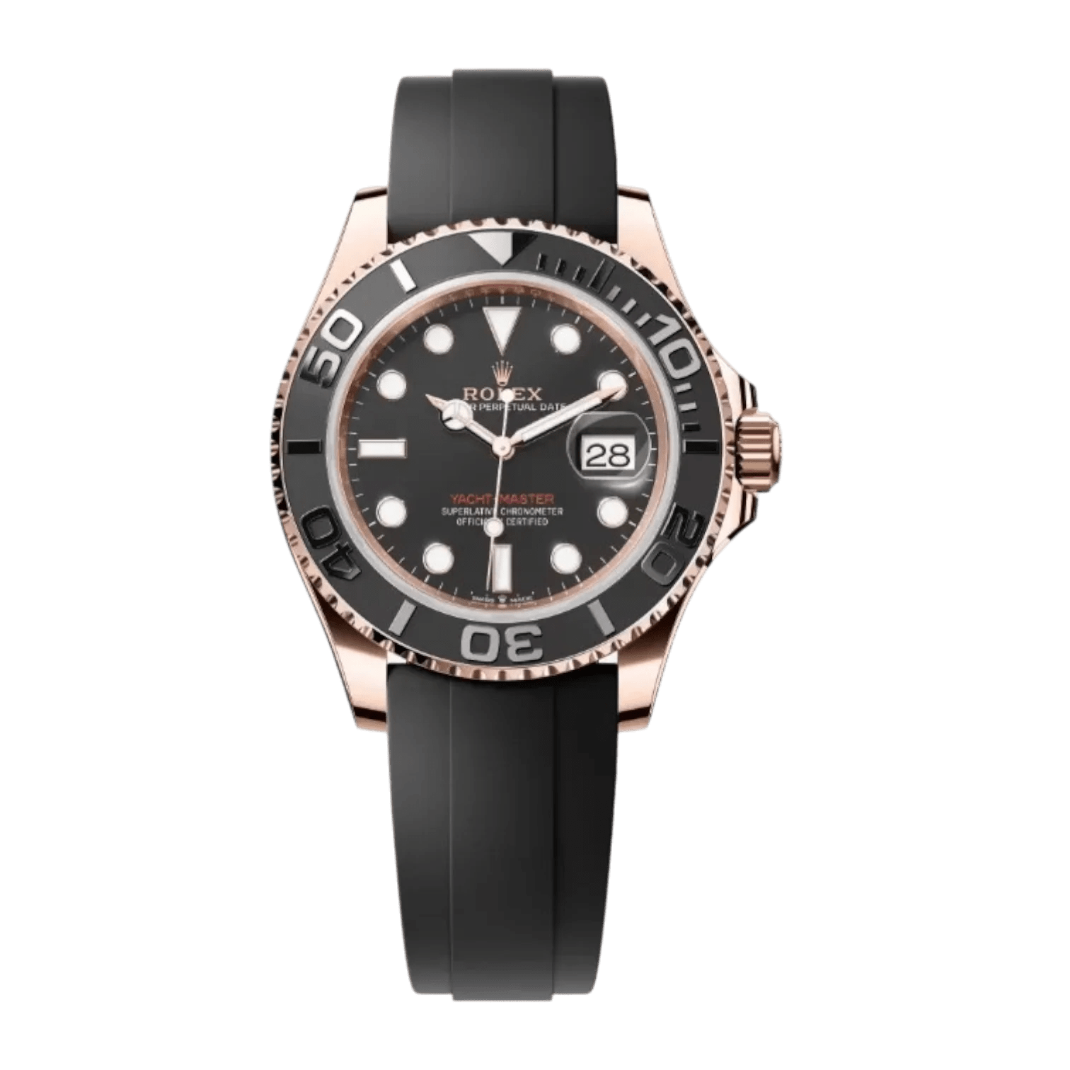 Yachet Master 40mm Rose Gold Watch with Rubber Strap