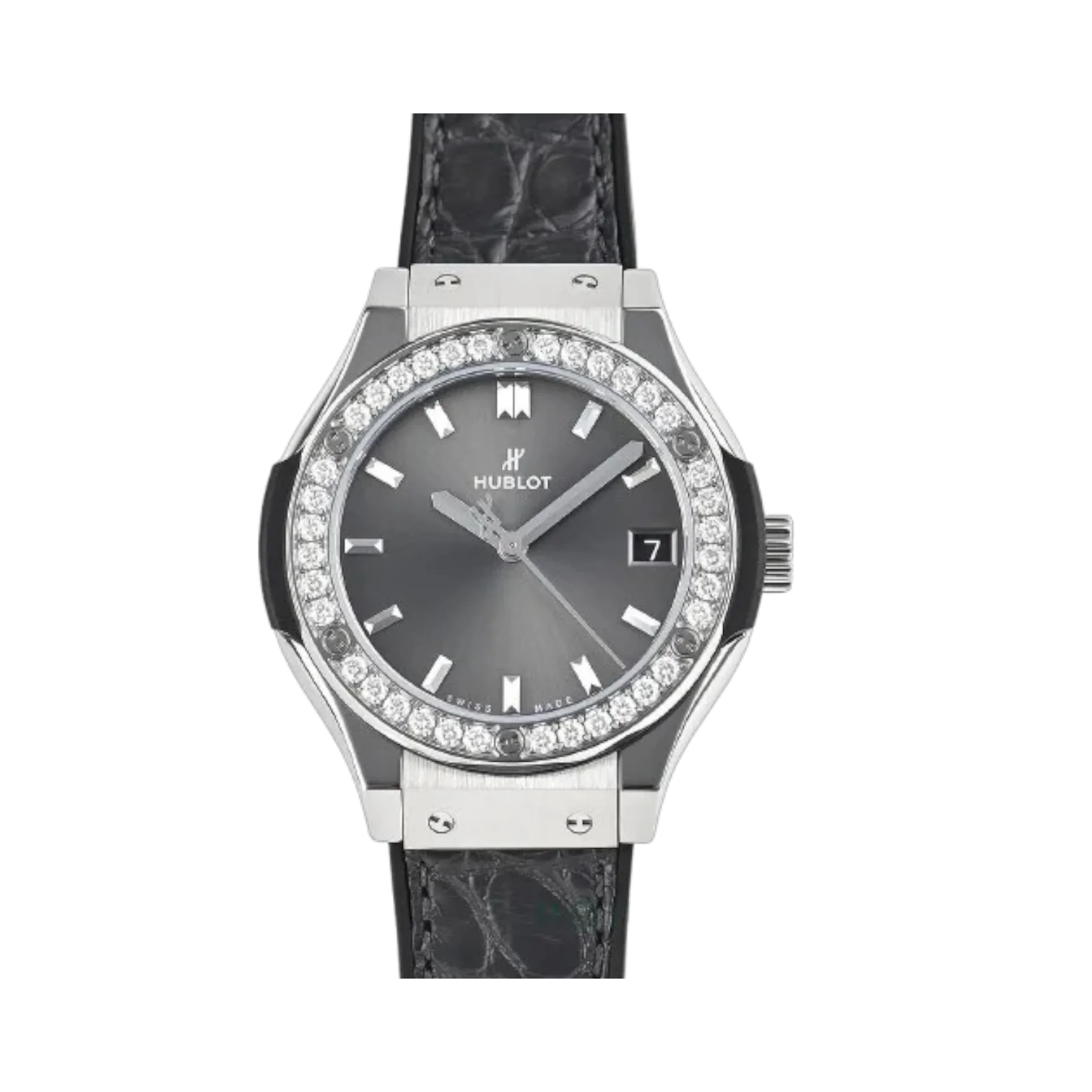 Classic Fusion Titanium Diamonds 33mm Grey Alligator Strap