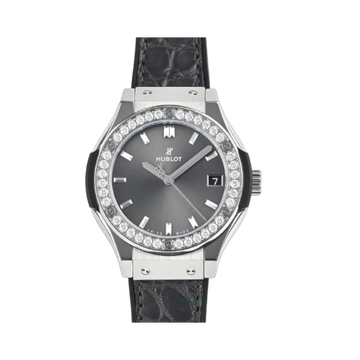 Classic Fusion Titanium Diamonds 33mm Grey Alligator Strap