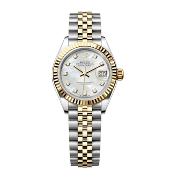 Lady-Datejust Oyster 28mm Watch in Gold & Pearl Dial