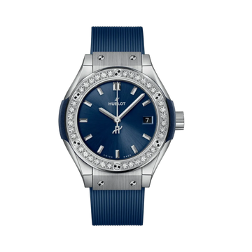 Classic Fusion Titanium Diamonds 33mm Navy Blue Rubber Strap