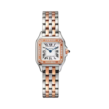 Panthère de Cartier Small 23x30mm Rose & White Gold Zircon Quartz