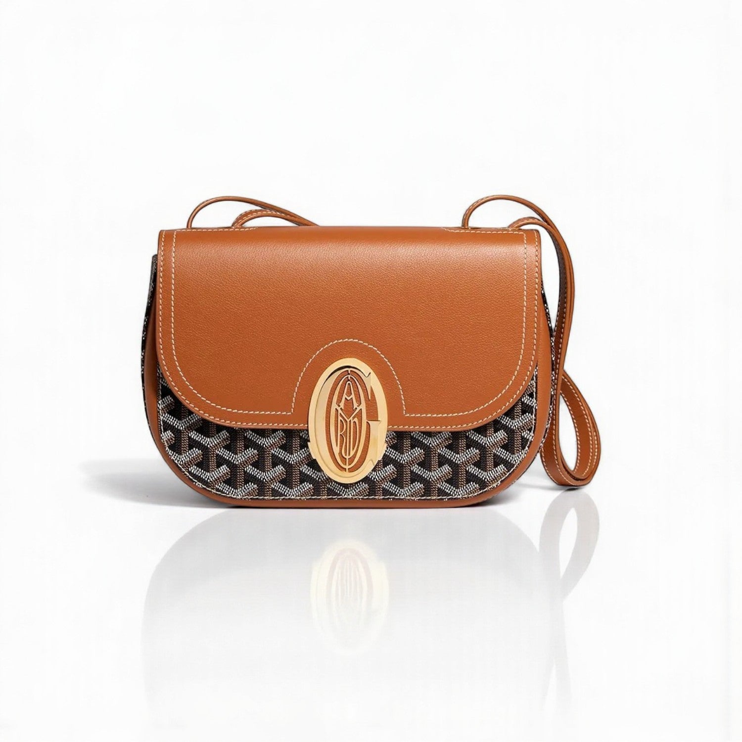 Goyard 233 Bag 25cm Tan Canvas & Calfskin Leather