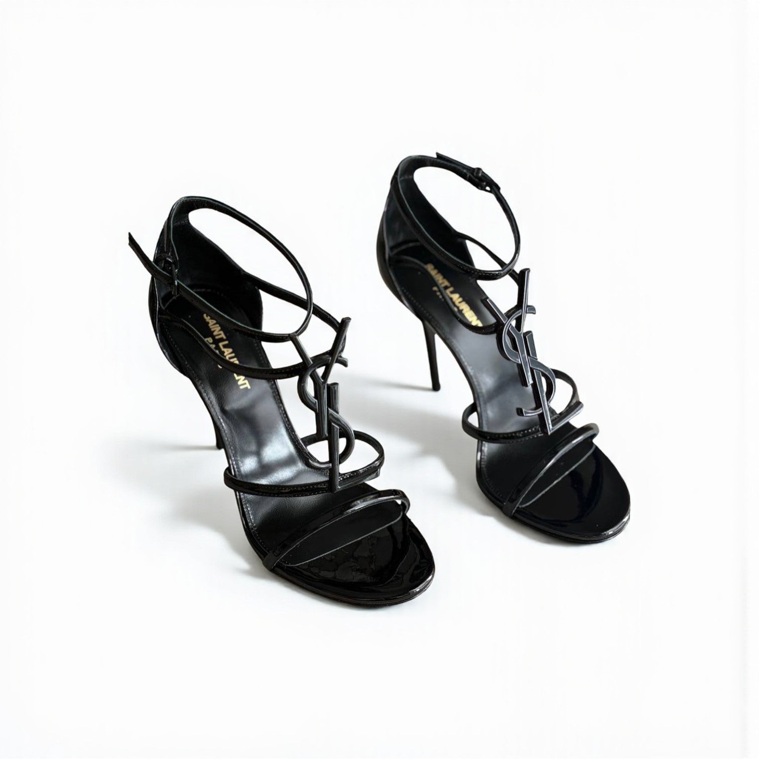 YSL Cassandra Logo Heels, 4" Heels, Patent Leather, Box Damaged