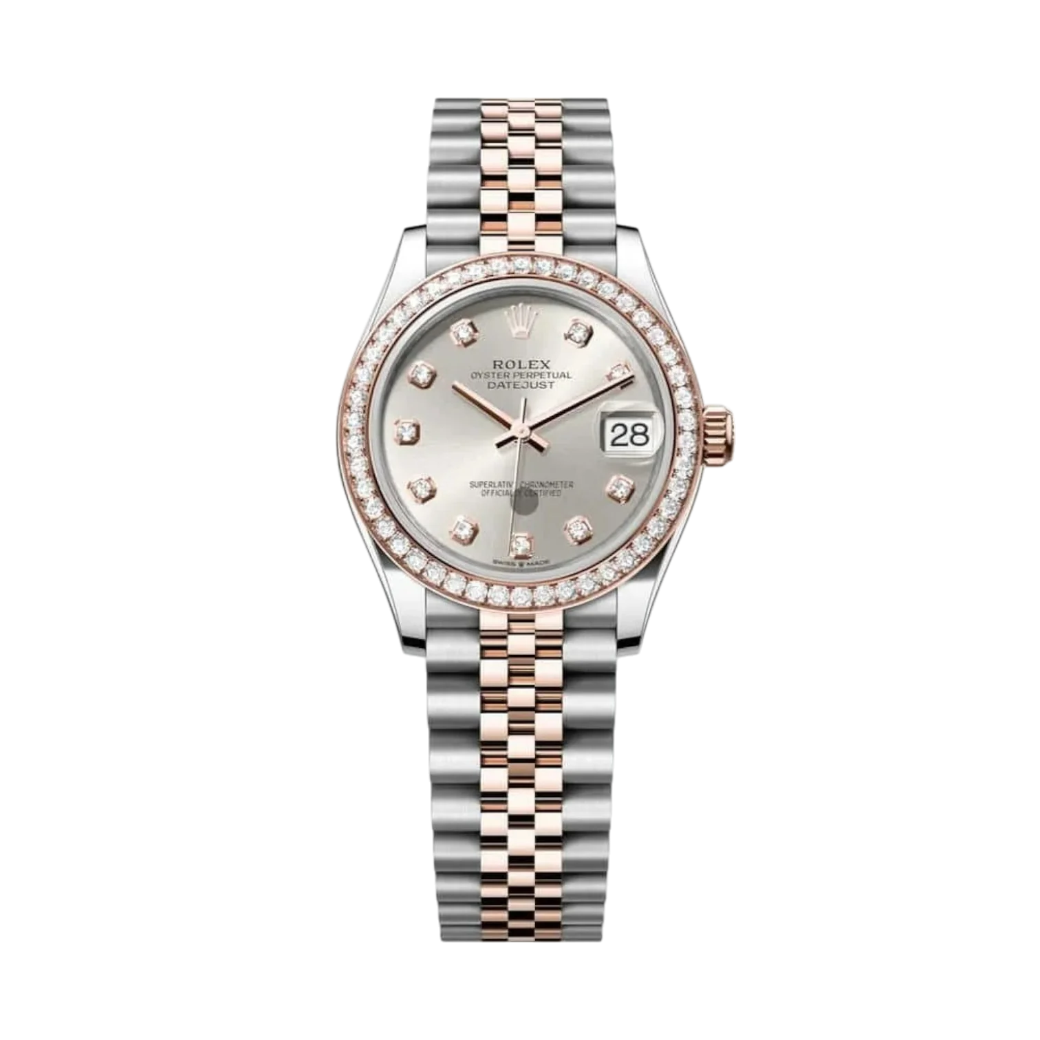 Datejust Oyster 31mm – Silver Zircon Dial with White & Rose Gold
