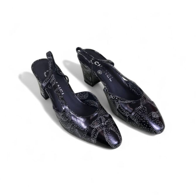 Chanel Slingback Heels, Lambskin, 2.5 inches Heels, Black