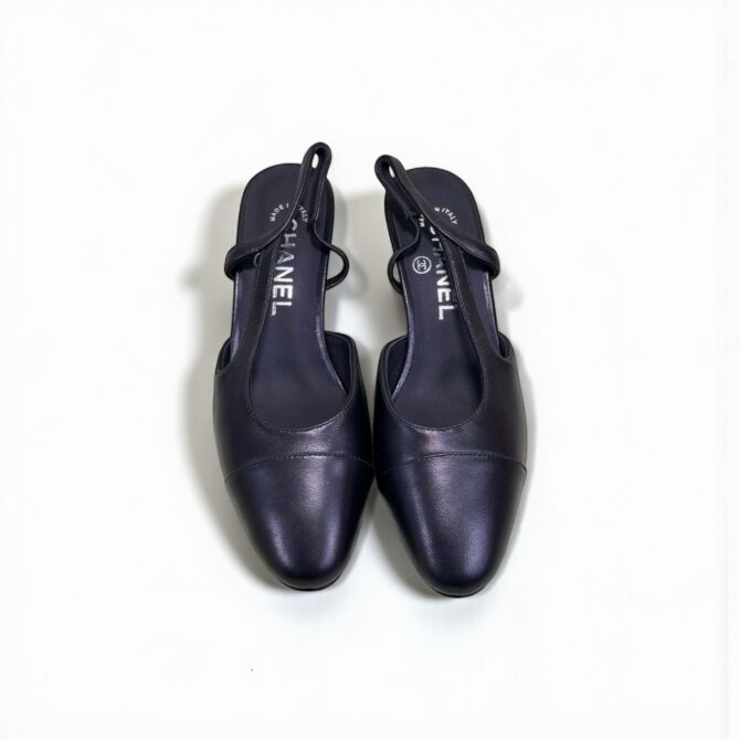 Chanel Slingback Heels, Calfskin, 2.5 inches Heels, Black