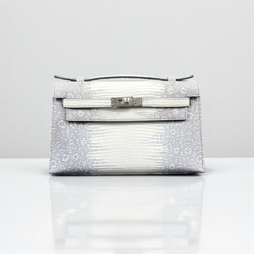 Hermès Kelly Pochette 21cm Veau Lizard Ombre Palladium Hardware