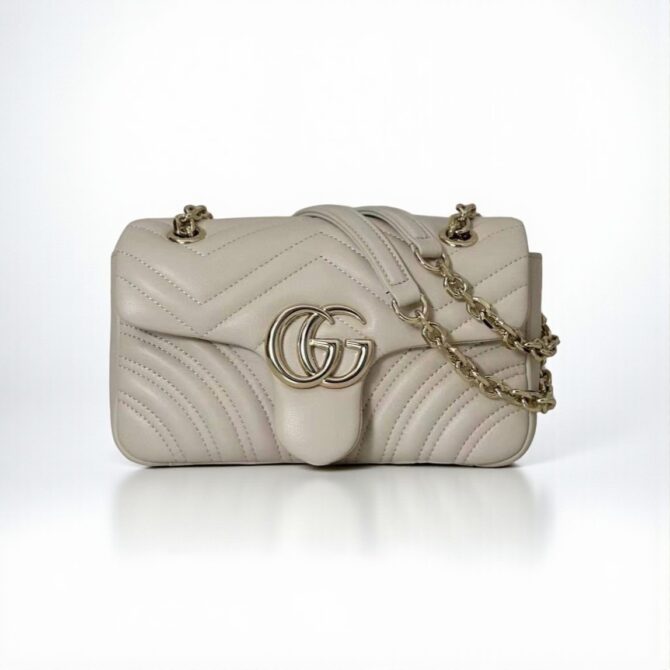 Gucci GG Marmont Small Shoulder Bag Black Chevron Leather