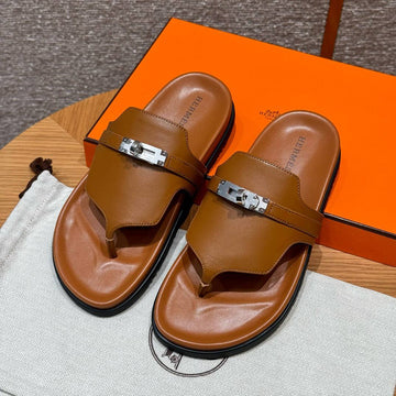 Hermes Empire Sandals, Silver Hardware, Calfskin, Rubber Outsole