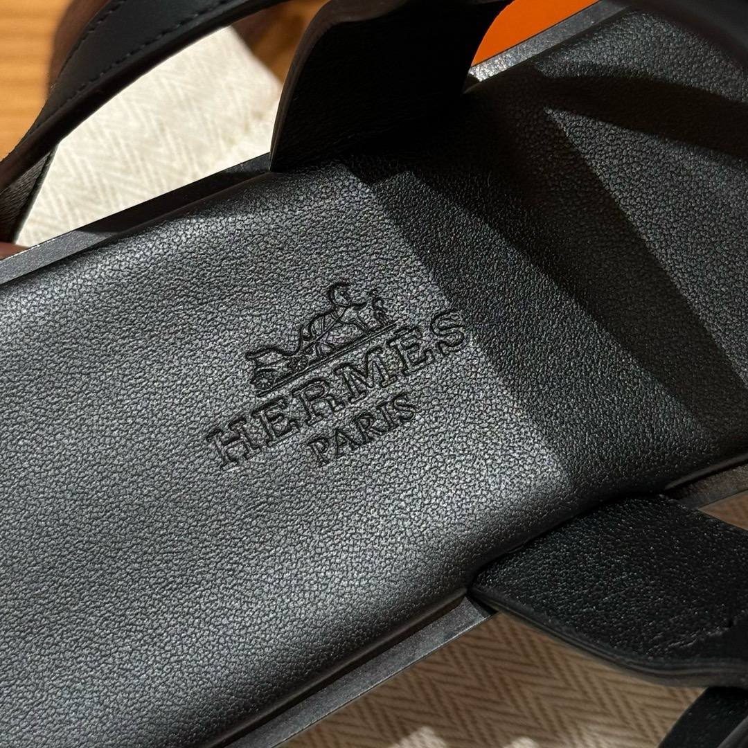 Hermes June Sandal, Calfskin Upper, Rubber Outsole