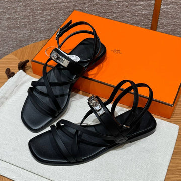 Hermes June Sandal, Calfskin Upper, Rubber Outsole