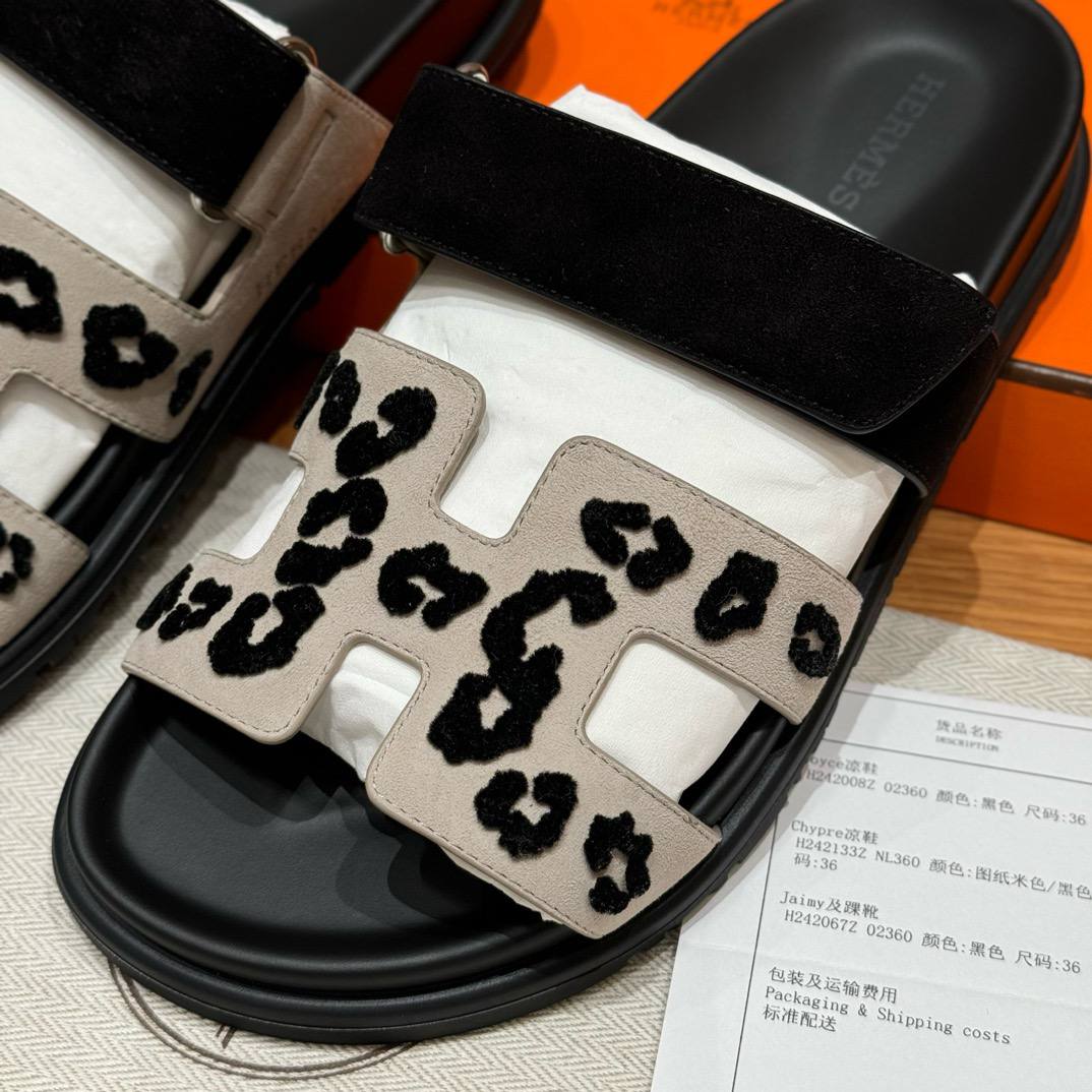 Hermes Chypre Sandals, Beige Espuisse, Chamois Leather, Rubber Outsole