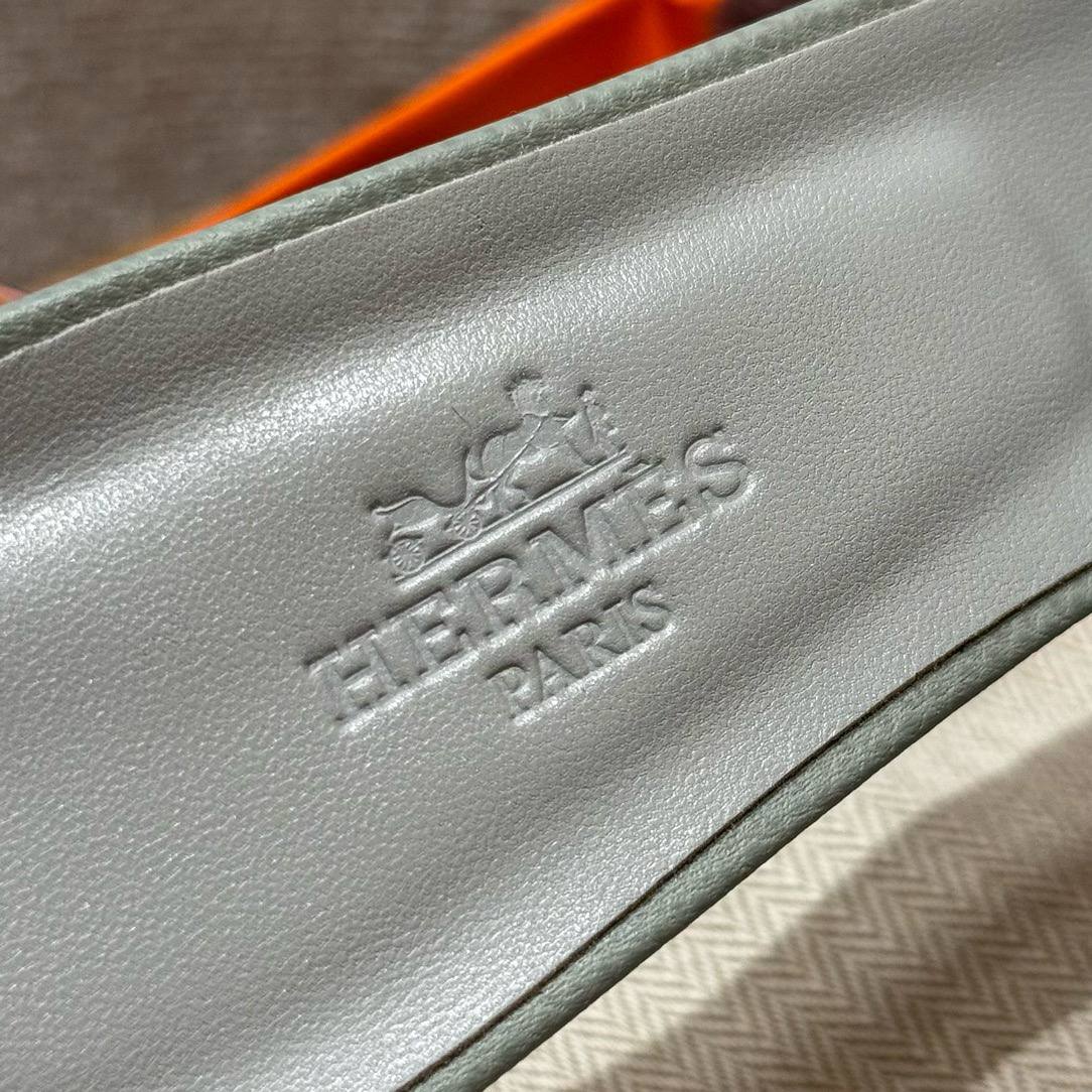 Hermes Oasis Sandals, Epsom Blue Glacier, 1.5" Heels, Dermal Outsole