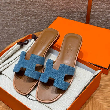 Hermes Oran Sandal, Denim, Dermal Outsole