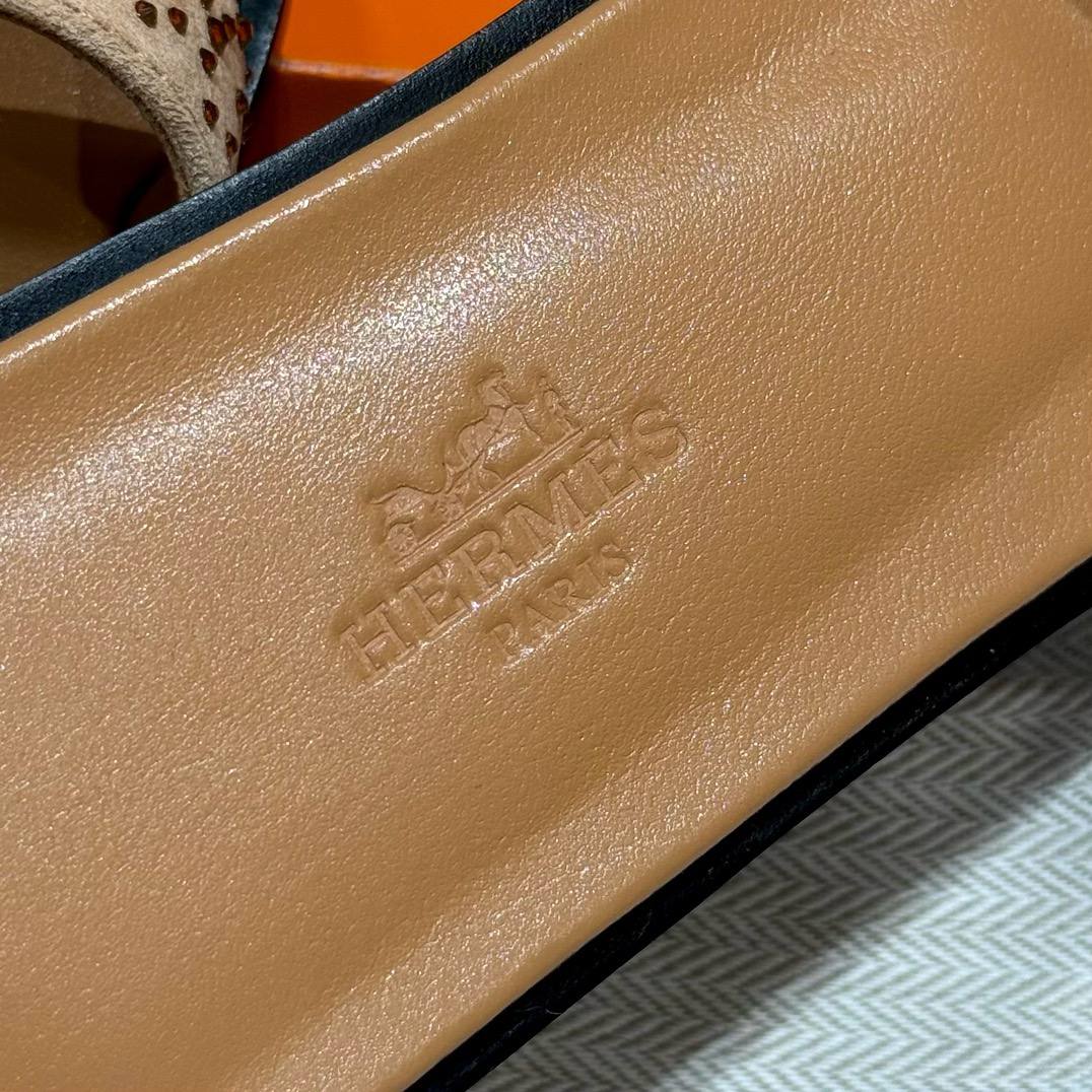 Hermes Oran Sandal, Apricot Chamois Leather, Dermal Outsole