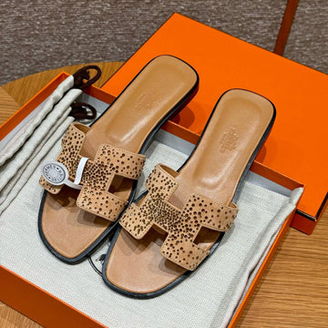 Hermes Oran Sandal, Apricot Chamois Leather, Dermal Outsole