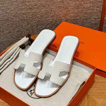 Hermes Oran Epsom Sandal, Blanc, Epsom, Dermal Outsole