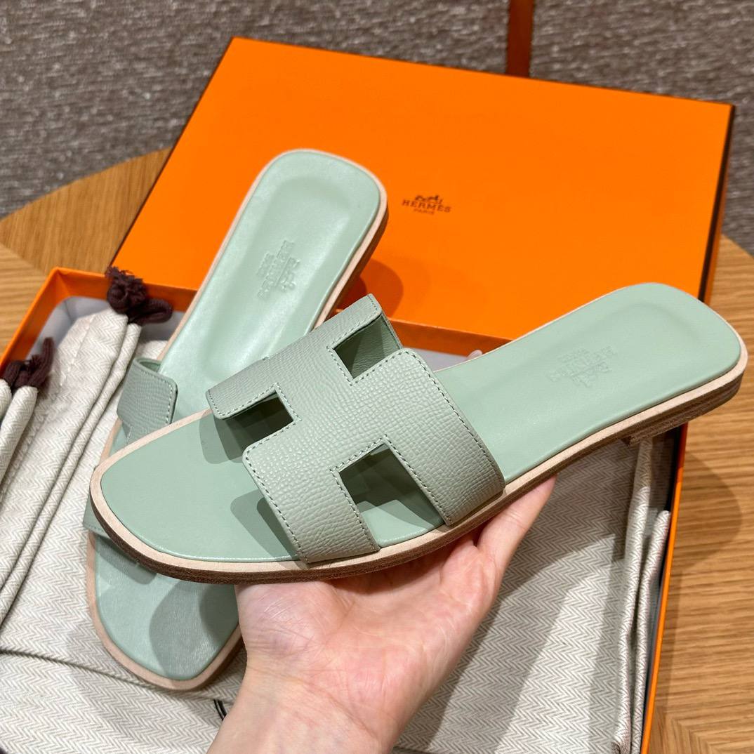 Hermes Oran Epsom Sandal, Menthe, Epsom, Dermal Outsole