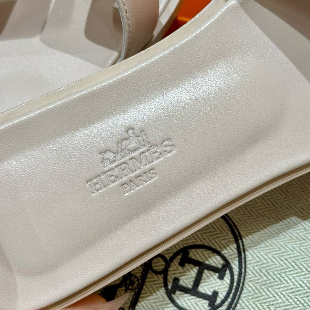 Hermes Oran Soft Sandal, Petal Powder, Calfskin/Swift, Dermal Outsole