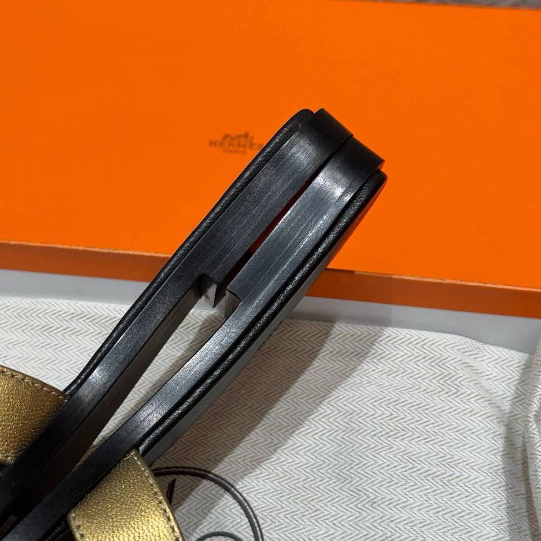 Hermes Oran Soft Sandal, Dore, Goat Skin, Dermal Outsole