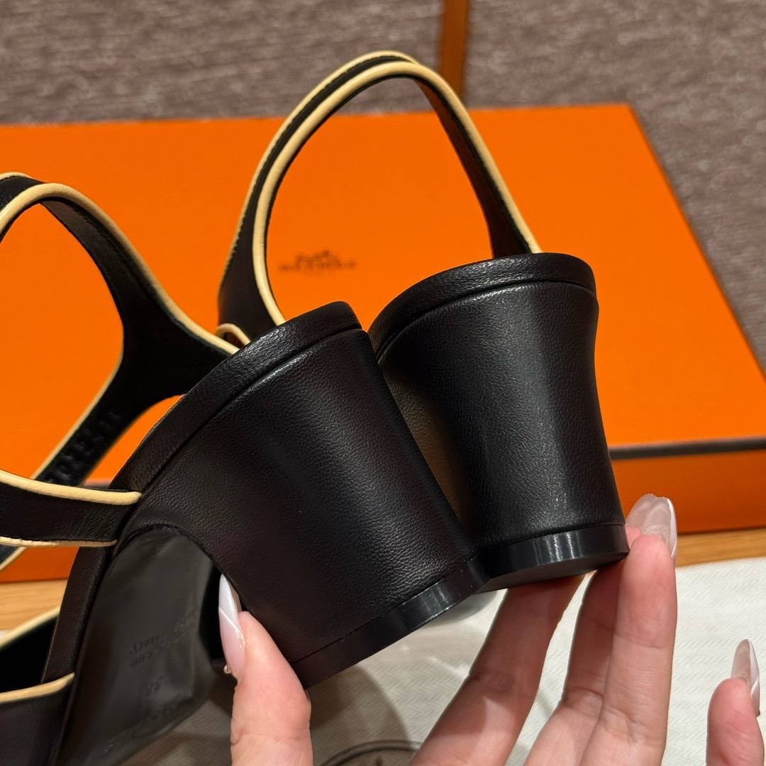 Hermes Kamilla 60, Noir, Goat Skin/Nappa, 6cm Heels, Dermal Outsole