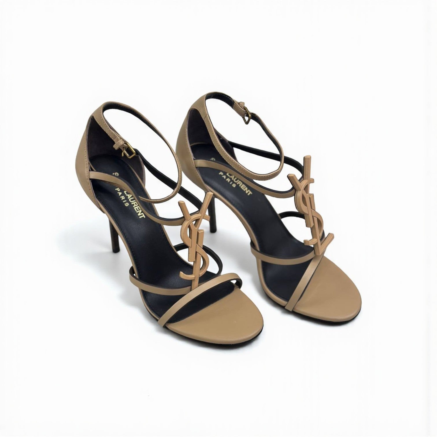 YSL Cassandra Logo Heels, Smooth Leather, 4.5" Heels, Black Stain in Strap & Damaged Box