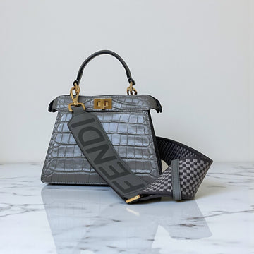 Fendi Peekaboo ISeeU Dove Grey Leather Bag – 21x27x11 cm