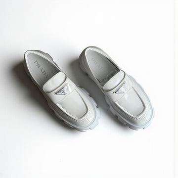 Prada Brushed Leather Monolith Loafers, Patent Leather, Box Damaged