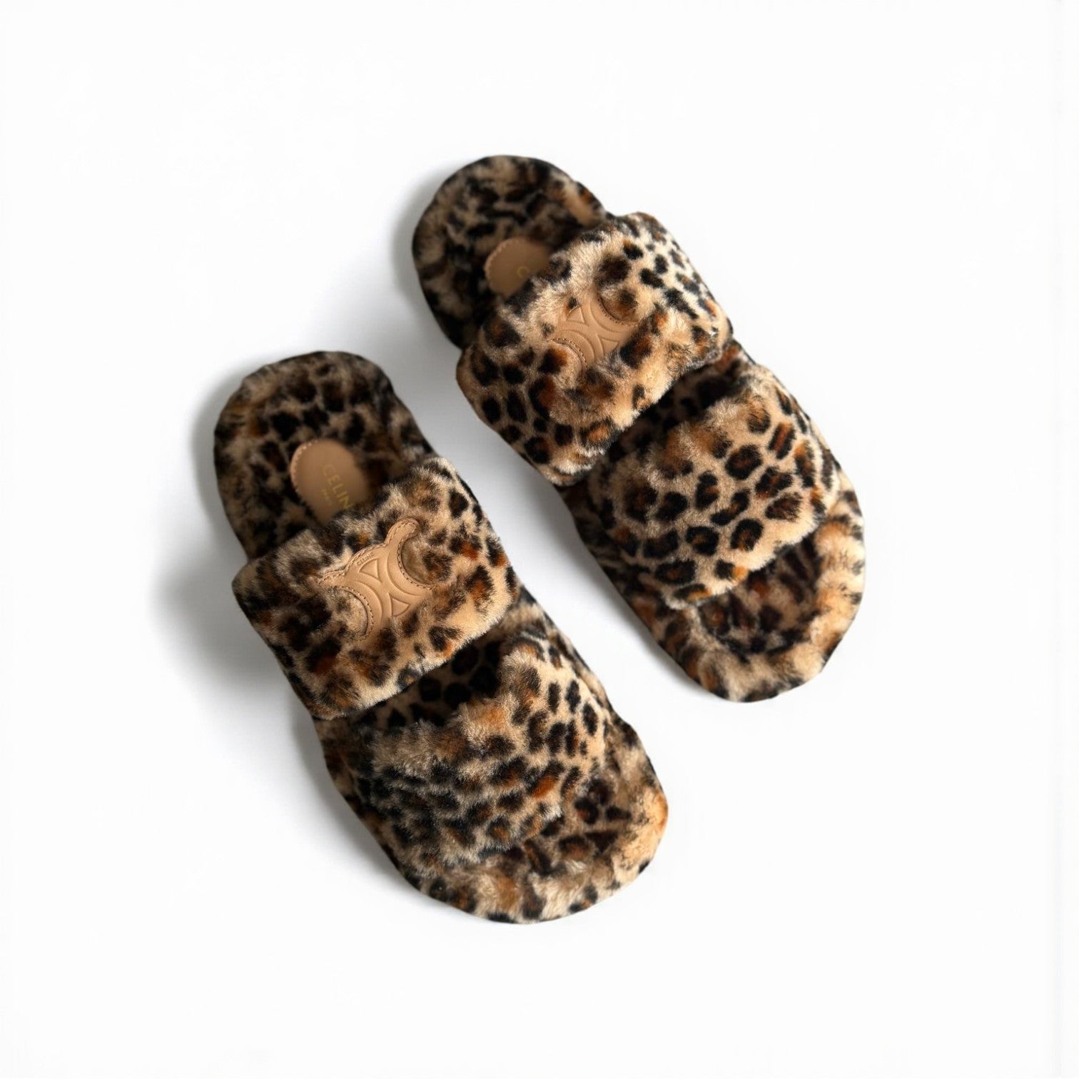Celine Fur Slides Shearlings, Fur Insole & Exterior, Rubber Outsole, Box Damaged
