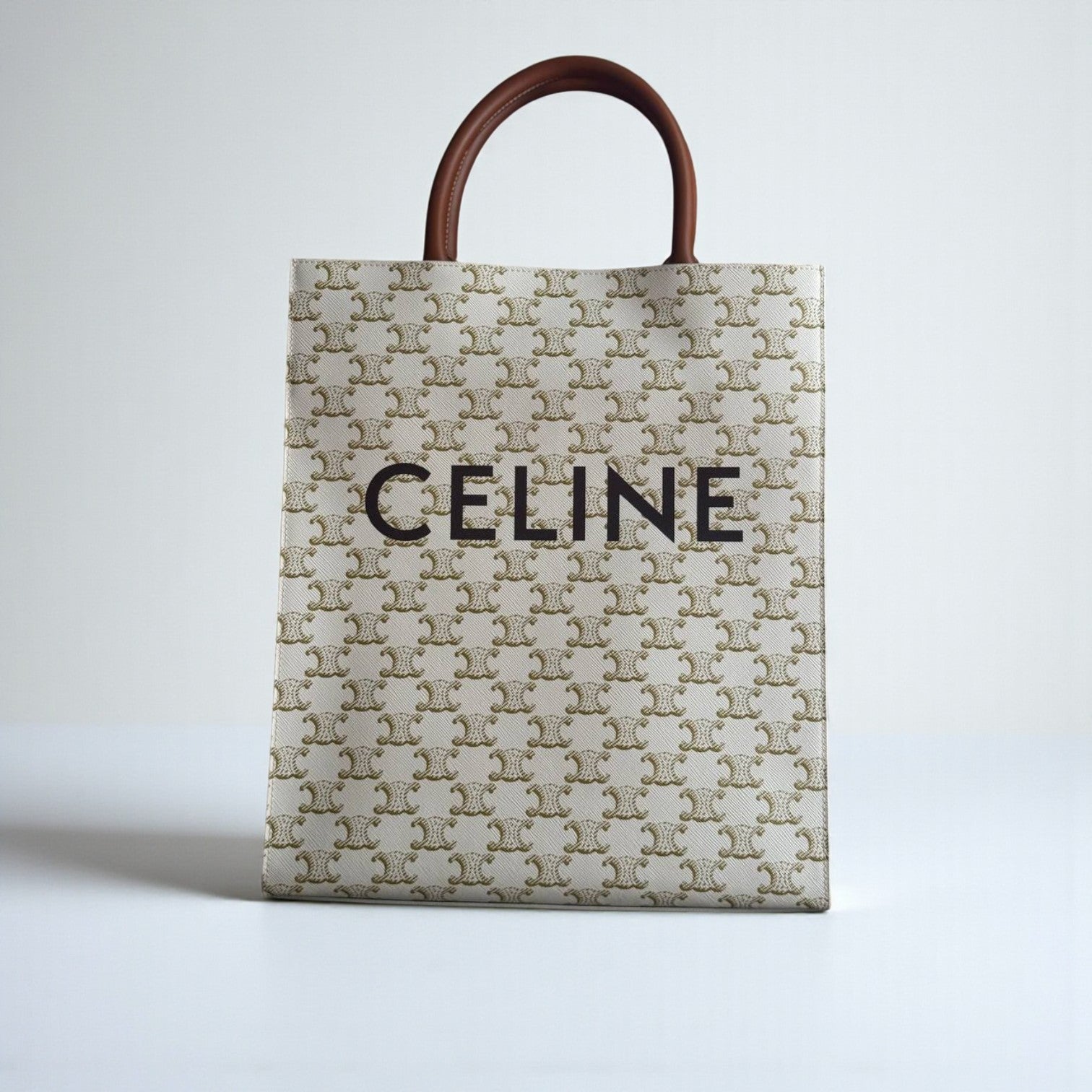 Celine Vertical Cabas Triomphe Canvas Calfskin 32x28x8cm