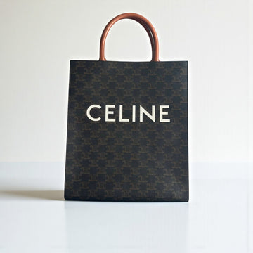 Celine Vertical Cabas Triomphe Canvas Calfskin 32x28x8cm
